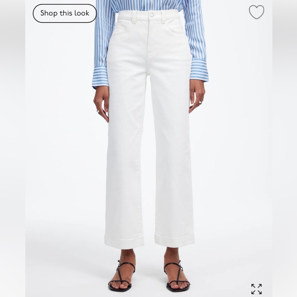 NWT! Madewell The Perfect Vintage Wide-Leg Crop Jean off white Size 28T $128